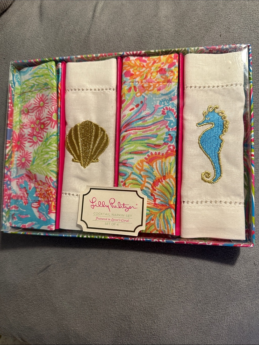 Lilly Pulitzer Lovers Coral Cocktail Napkin Set